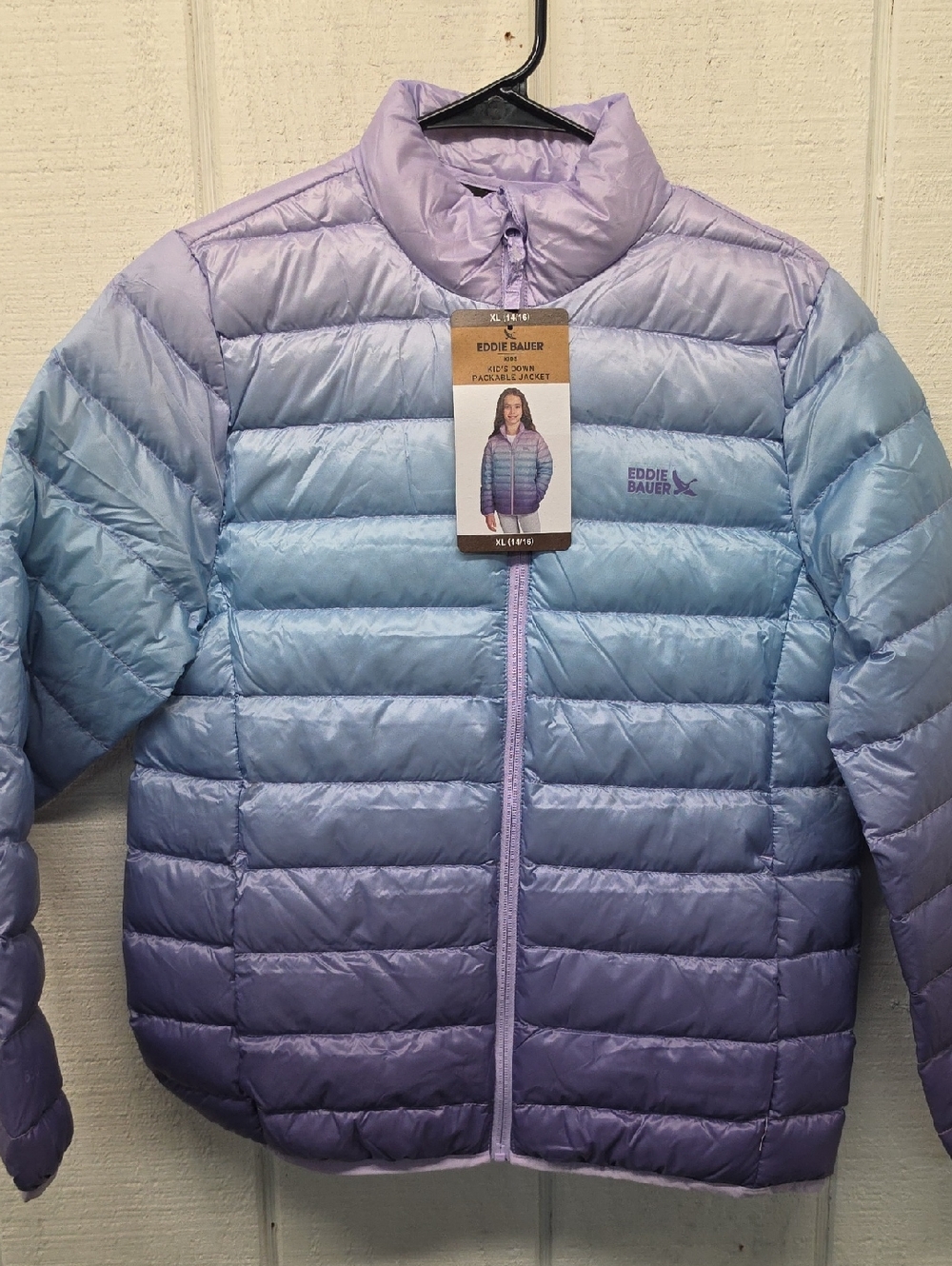 Eddie Bauer Ombre Lavender to Sky Blue Packable Puffer Jacket